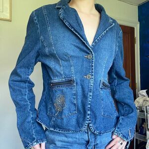 Vintage 90s Rave Brand Embroidered Denim Jacket